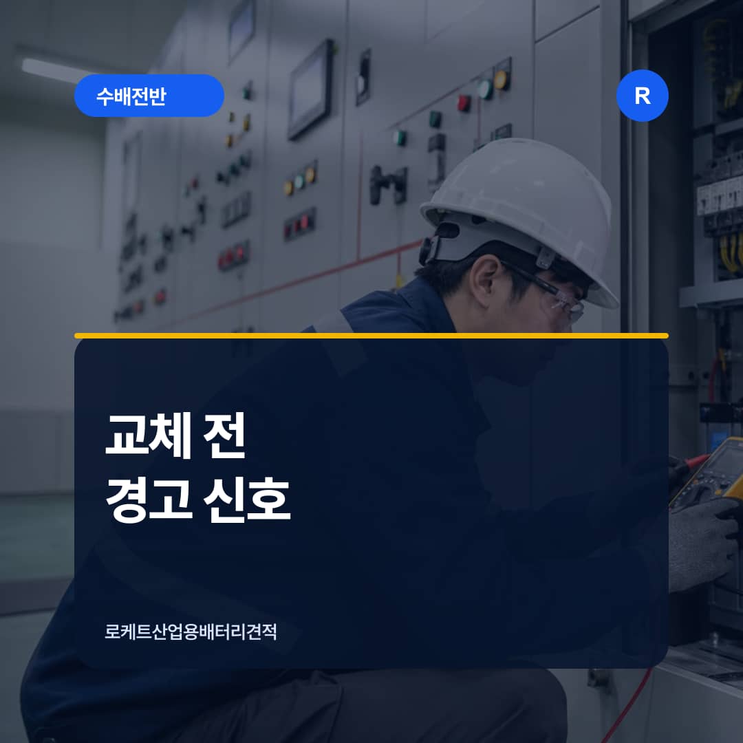수배전반 배터리와 표시 상태를 안전하게 점검하는 장면