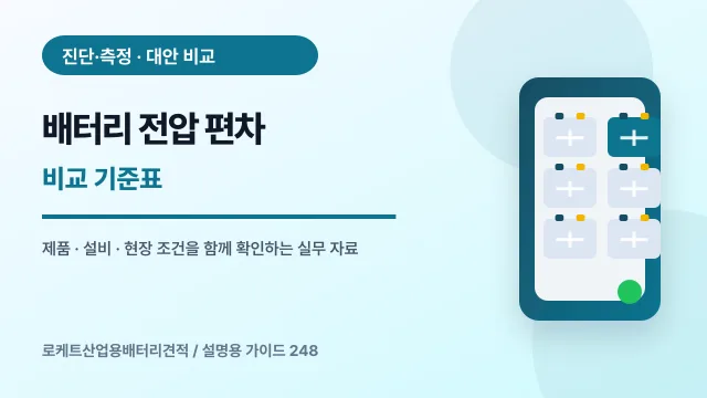 배터리 전압 편차 비교 기준표에서 확인할 제품, 설비, 점검 항목을 정리한 설명용 대표 이미지