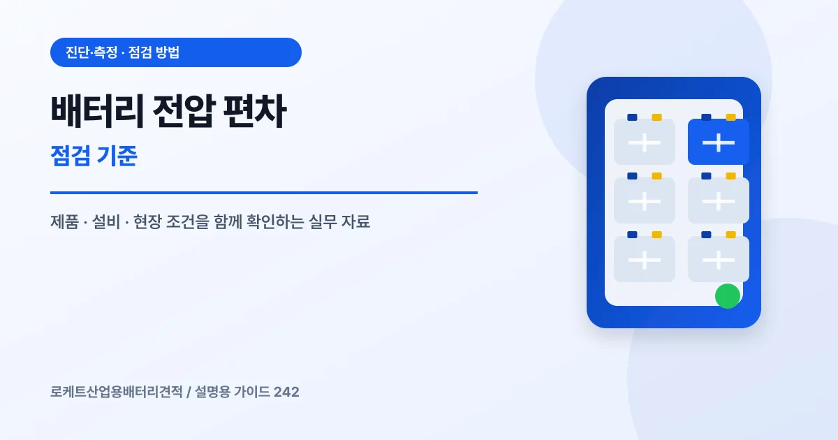 배터리 전압 편차 점검 기준에서 확인할 제품, 설비, 점검 항목을 정리한 설명용 대표 이미지