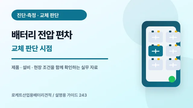 배터리 전압 편차 교체 판단 시점에서 확인할 제품, 설비, 점검 항목을 정리한 설명용 대표 이미지