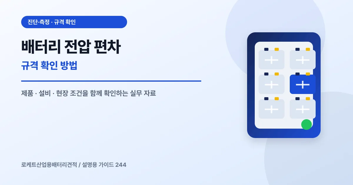 배터리 전압 편차 규격 확인 방법에서 확인할 제품, 설비, 점검 항목을 정리한 설명용 대표 이미지
