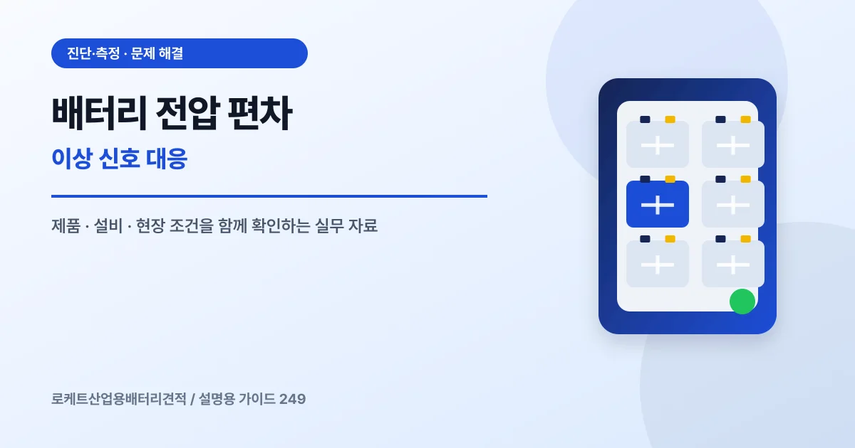 배터리 전압 편차 이상 신호 대응에서 확인할 제품, 설비, 점검 항목을 정리한 설명용 대표 이미지
