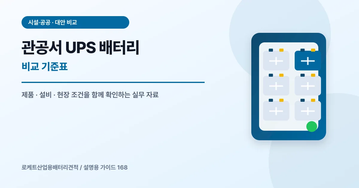 관공서 UPS 배터리 비교 기준표에서 확인할 제품, 설비, 점검 항목을 정리한 설명용 대표 이미지