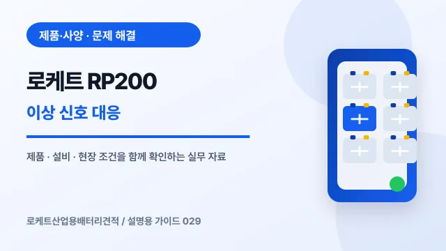 로케트 RP200 이상 신호 대응에서 확인할 제품, 설비, 점검 항목을 정리한 설명용 대표 이미지