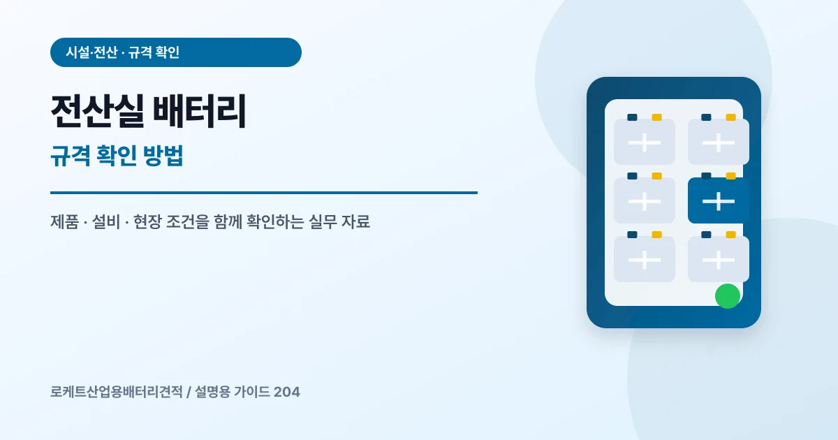 전산실 배터리 규격 확인 방법에서 확인할 제품, 설비, 점검 항목을 정리한 설명용 대표 이미지